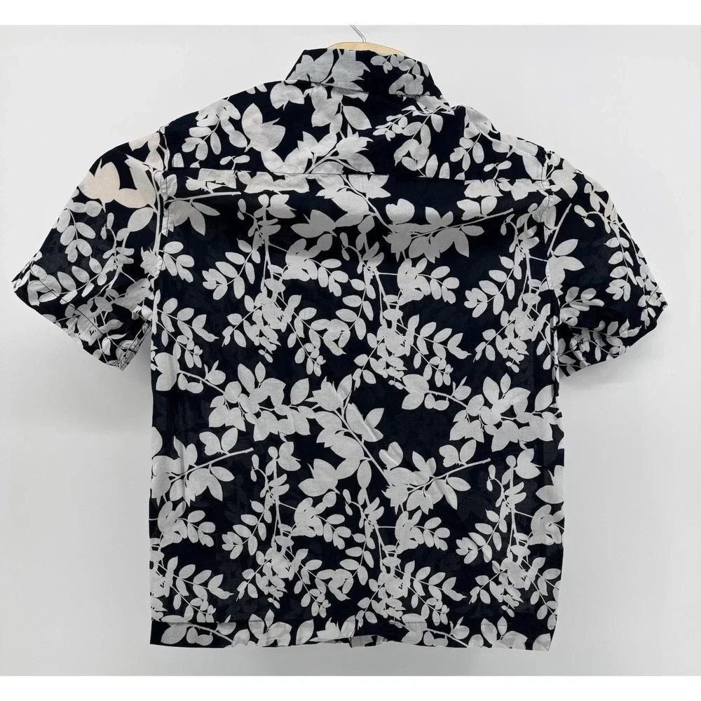 H&M‎ Hawaiian Shirt Men's Size S Cotton Blue Floral Tropical Beach Island Aloha